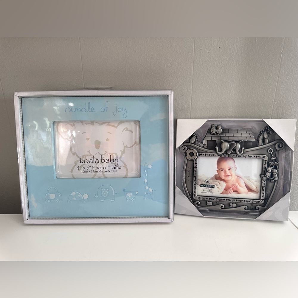 NEW Baby Photo Frames PAIR - Cute Animal Theme Unisex
